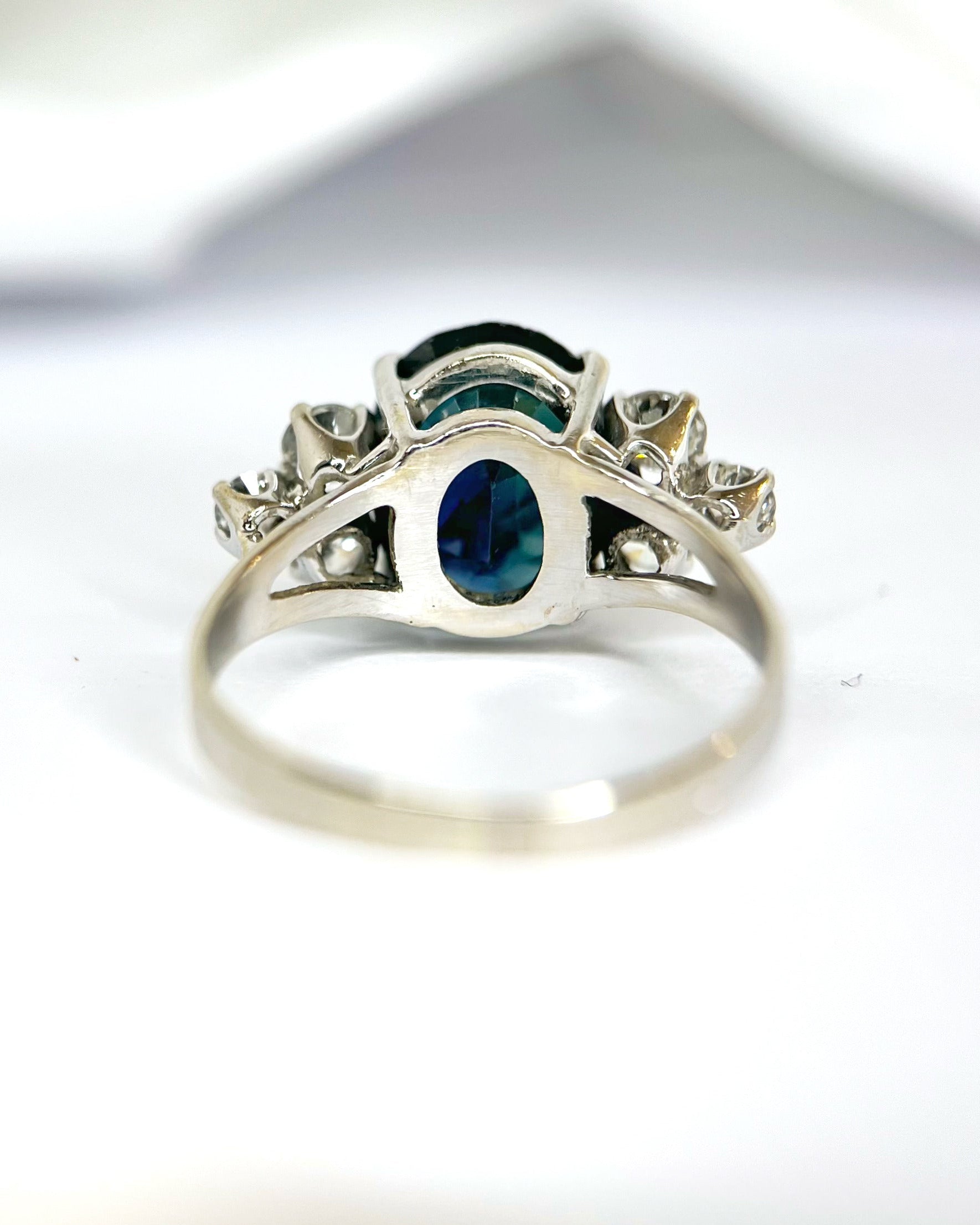 Bague Trilogie Saphir 5.26 carats &amp; Diamants 0.30 carat 4,2g "Célia"
