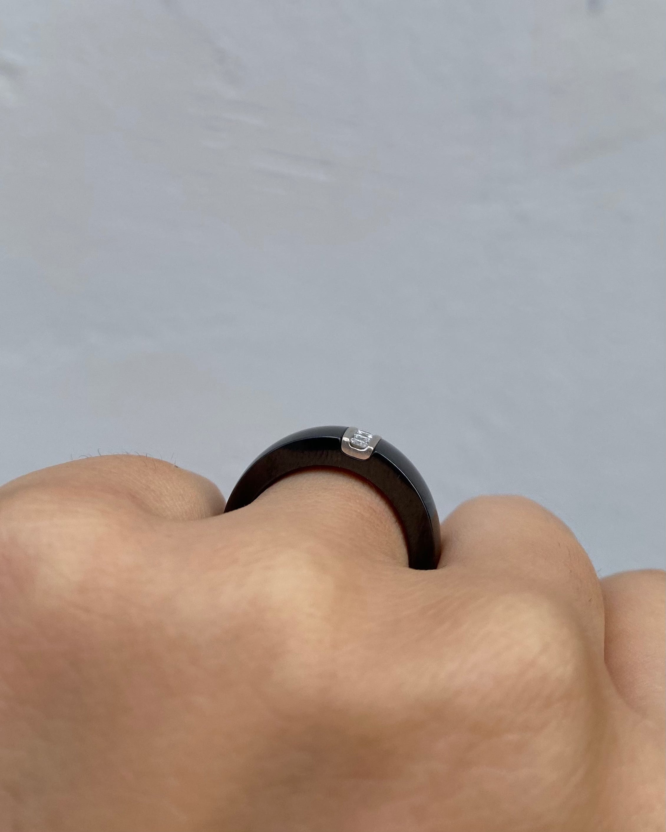Bague Jonc Céramique &amp; Diamants 6.16 g "Kamila" - Lyon - Elliade Paris