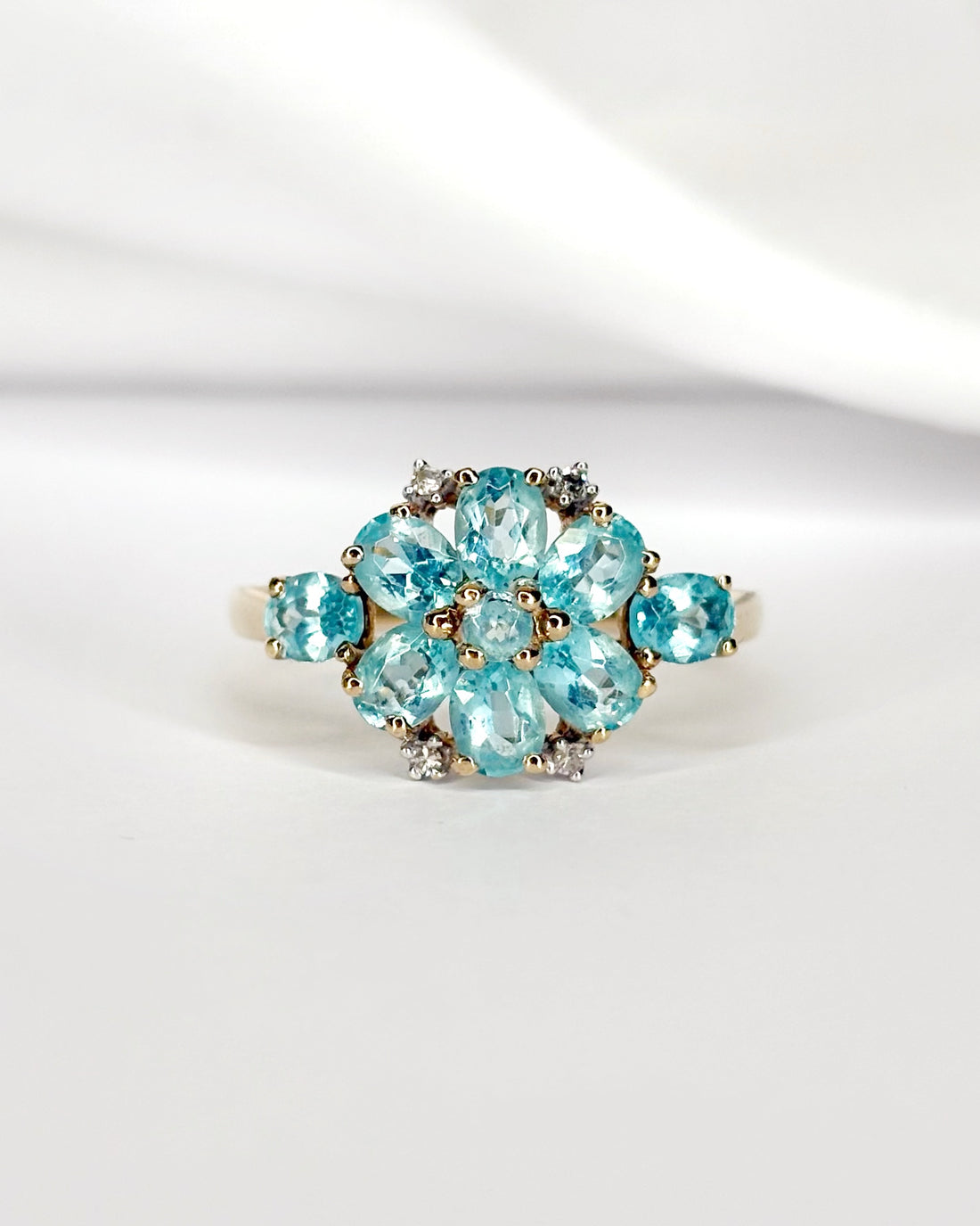 Bague Marguerite Apatites 1.65 carat &amp; Diamants "Rina"