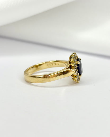 Bague Marguerite Saphir 1.70 carat &amp; Diamants &quot;Caitlin&quot;