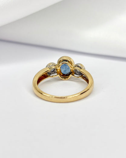 Bague Trilogie Saphir 1 carat &amp; Diamants 0.20 carat &quot;Soline&quot;