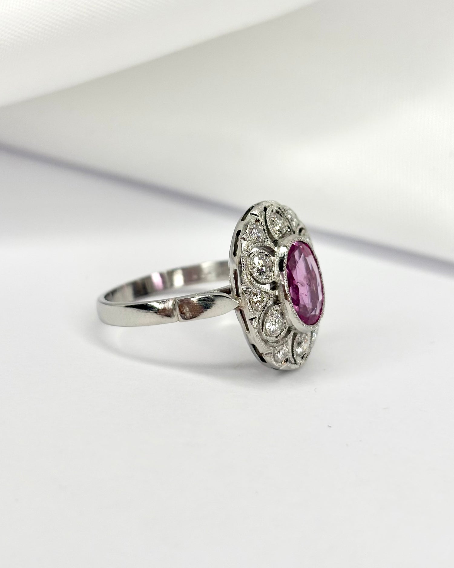 Art Deco Style Ring Sapphire 1.80 Carat &amp; Diamonds 0.42 Carat &quot;Ginelle&quot;