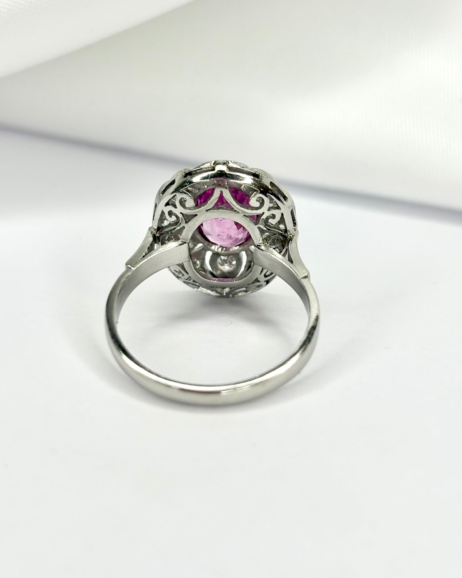 Art Deco Style Ring Sapphire 1.80 Carat &amp; Diamonds 0.42 Carat &quot;Ginelle&quot;