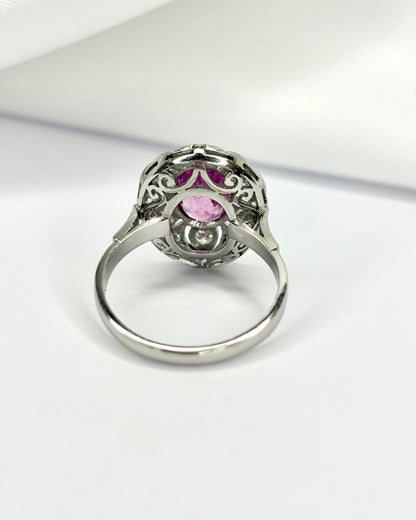 Art Deco Style Ring Sapphire 1.80 Carat &amp; Diamonds 0.42 Carat &quot;Ginelle&quot;