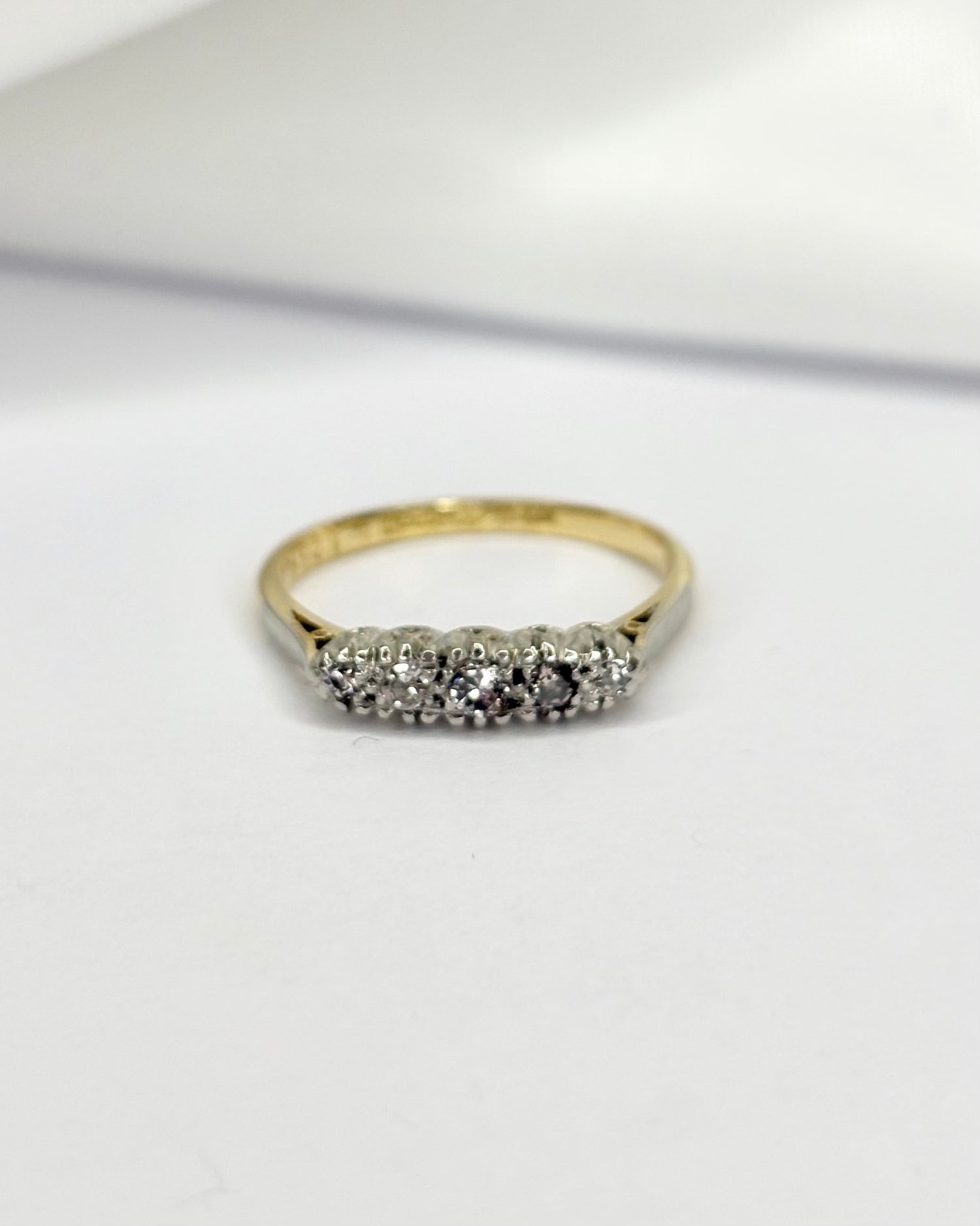 Anillo Rivière Art Déco 5 Diamantes &quot;Elina&quot;