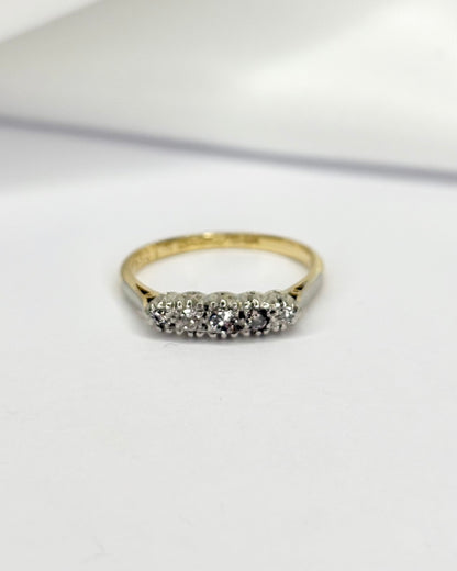 Anillo Rivière Art Déco 5 Diamantes &quot;Elina&quot;