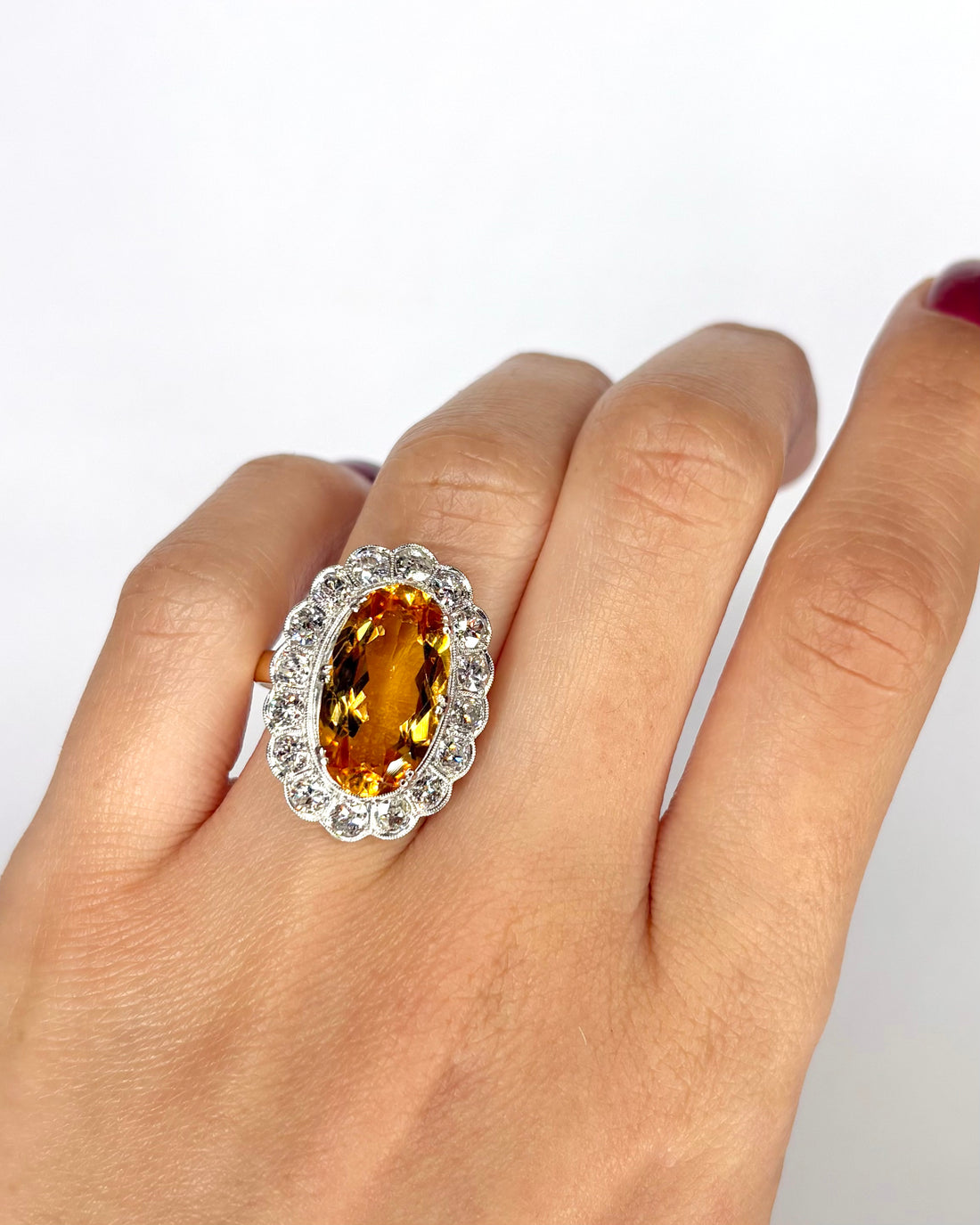 Bague Marguerite Citrine 6 carats &amp; Diamants 1.60 carat "Soumia"