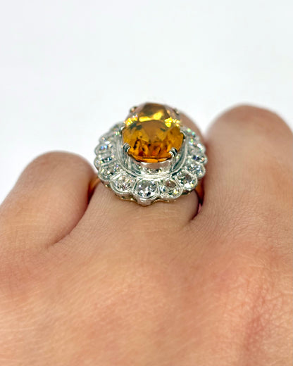 Bague Marguerite Citrine 6 carats &amp; Diamants 1.60 carat "Soumia"