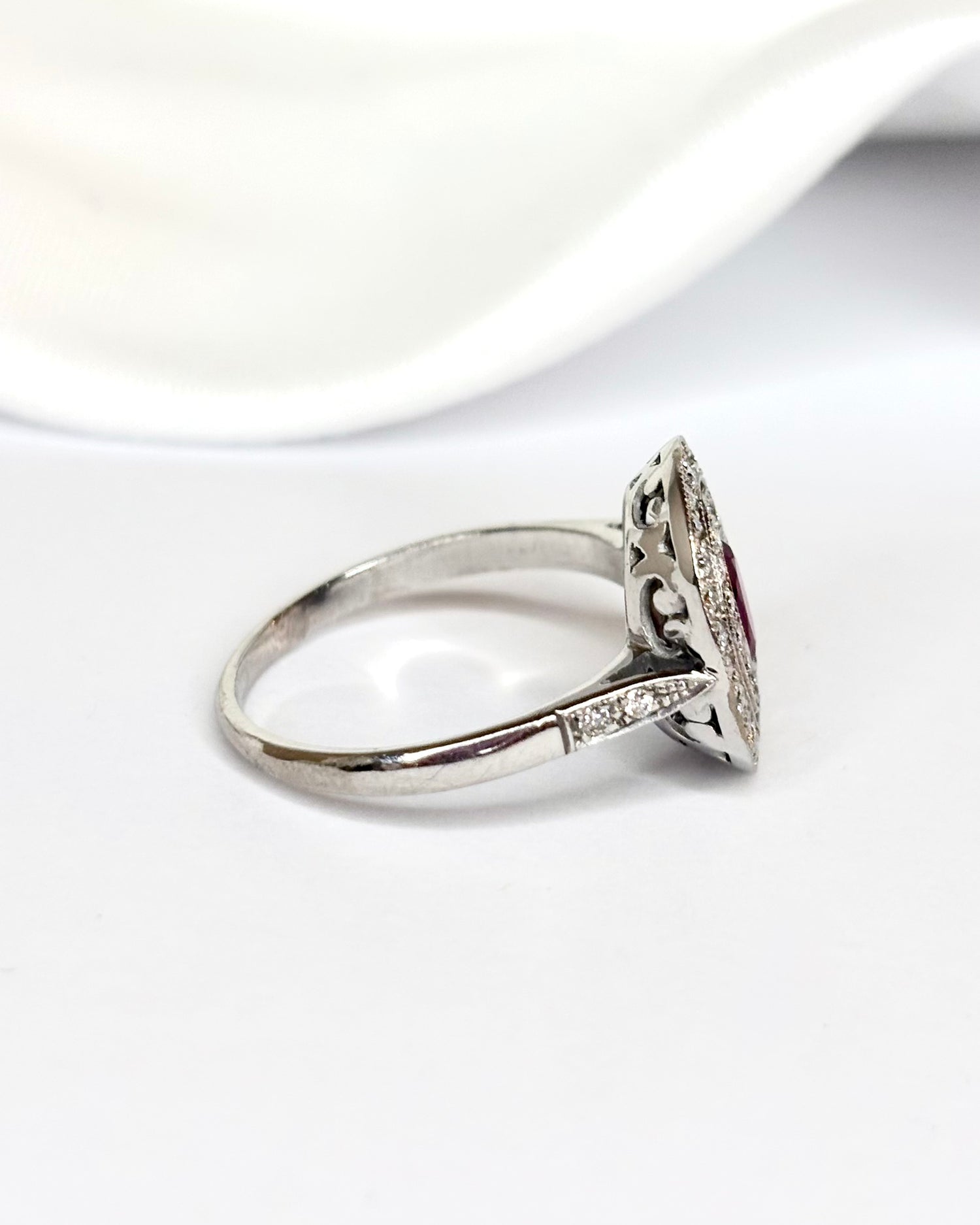 Art Deco Style Ring Ruby 0.48 carat &amp; Diamonds 0.44 carat "Maxine"