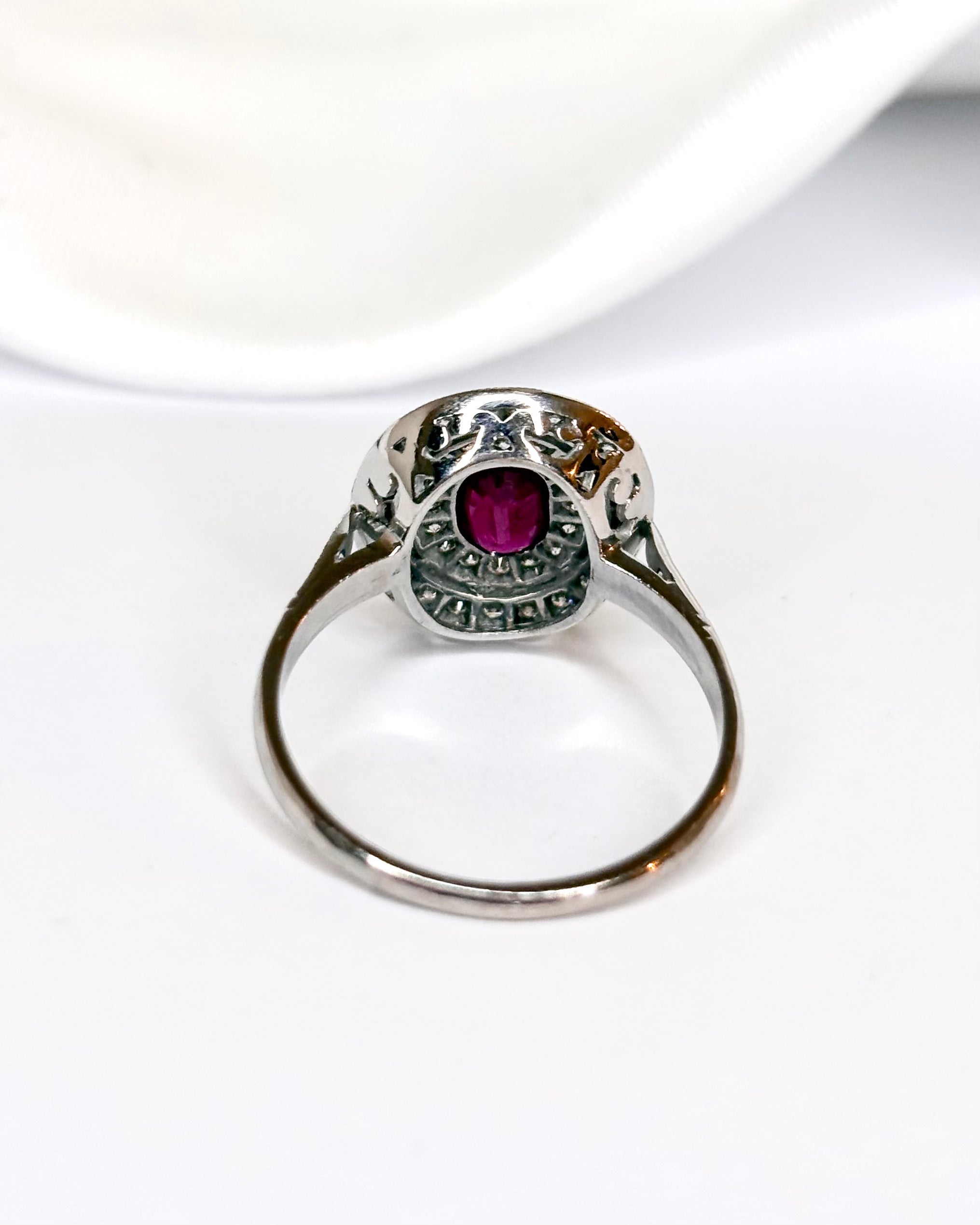 Art Deco Style Ring Ruby 0.48 carat &amp; Diamonds 0.44 carat "Maxine"
