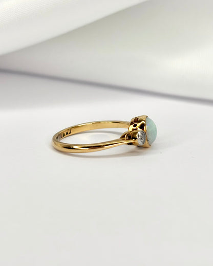 Bague Trilogie Art Déco Opale &amp; Diamants &quot;Esther&quot;