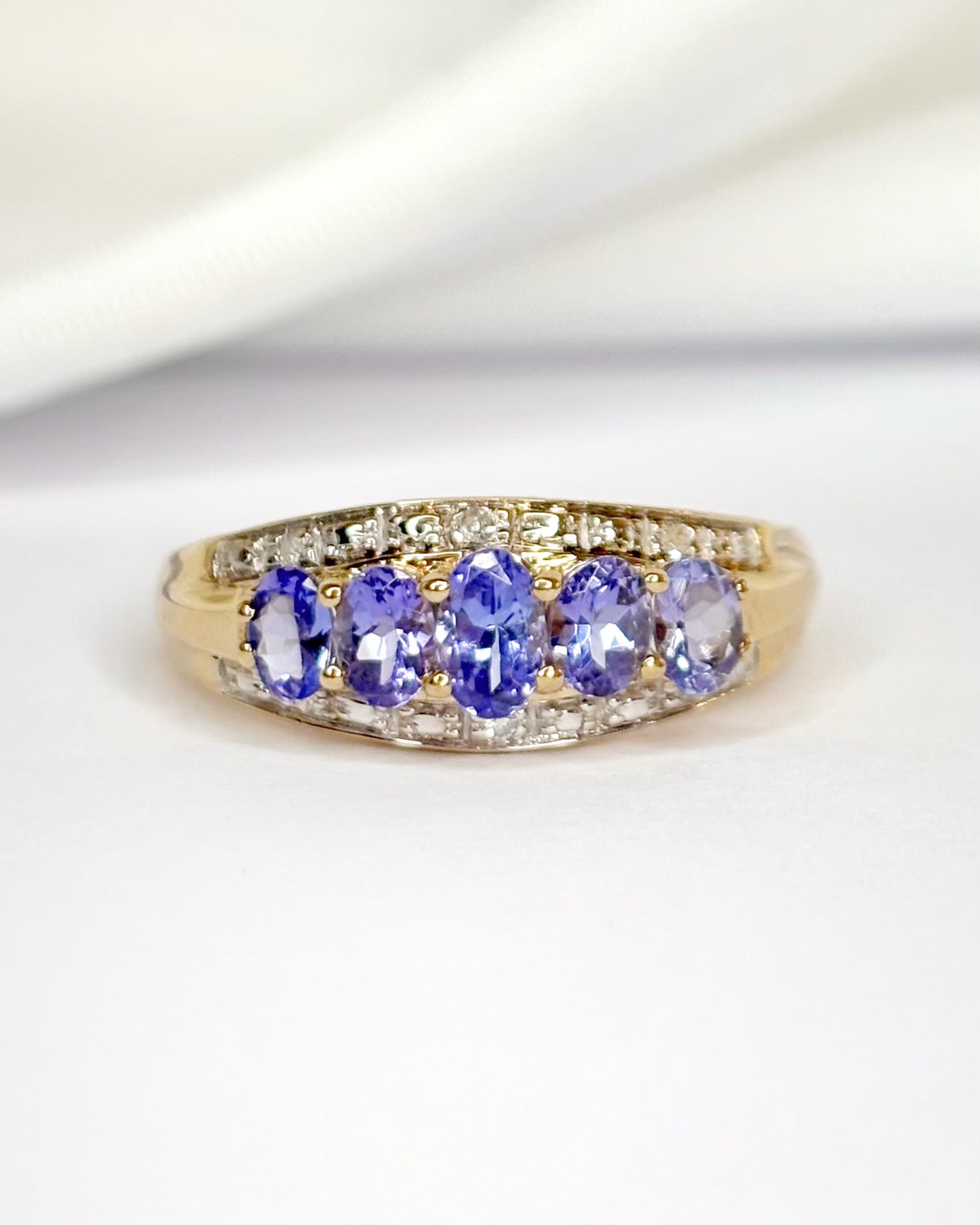 "Vivianne" 1 Carat Tanzanite and Diamond River Ring