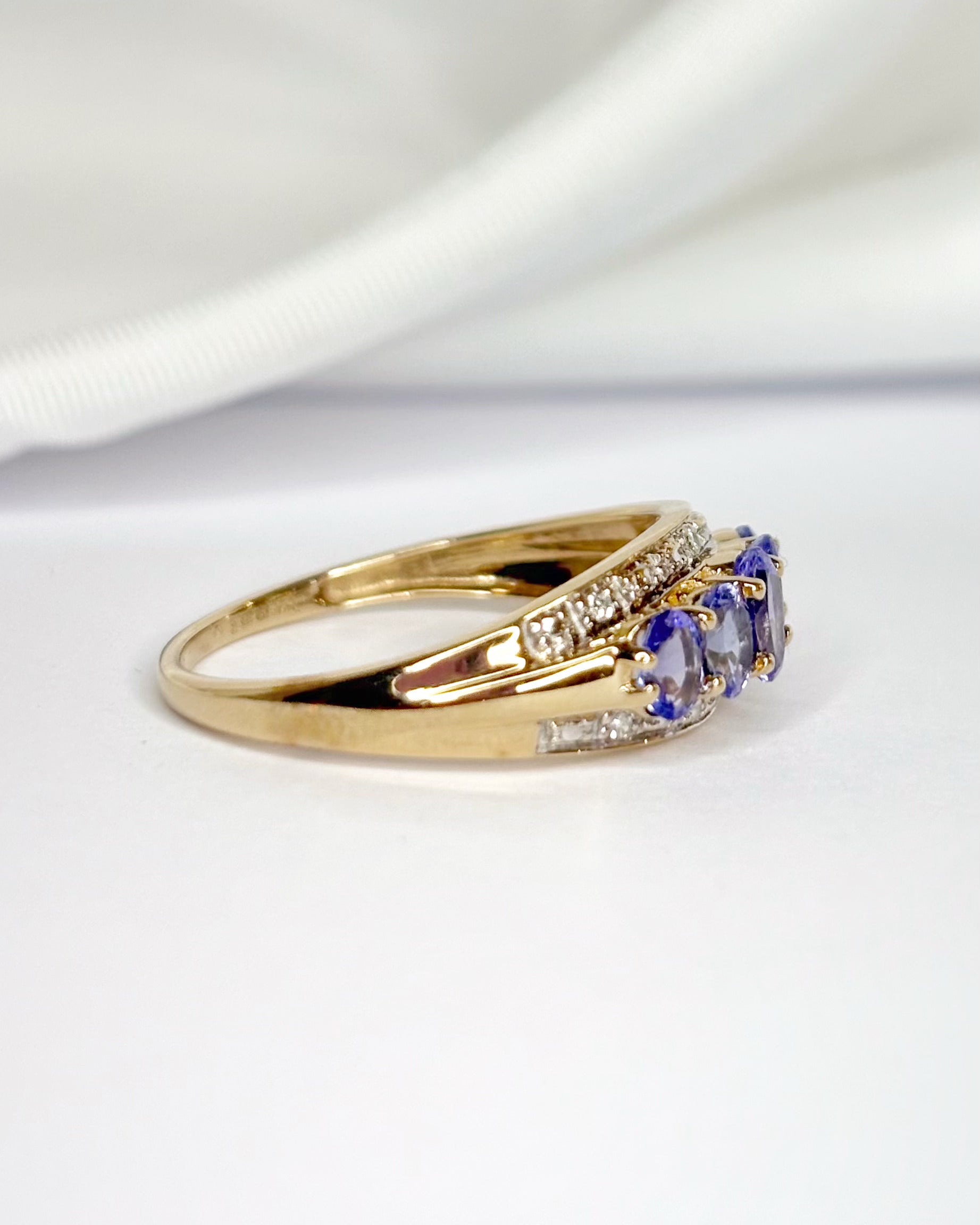 "Vivianne" 1 Carat Tanzanite and Diamond River Ring