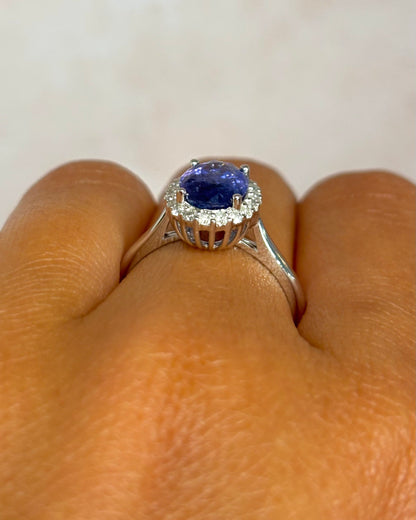 Bague Marguerite Saphir Ceylan 2.51 carats &amp; Diamants 0.20 carat "Lana"