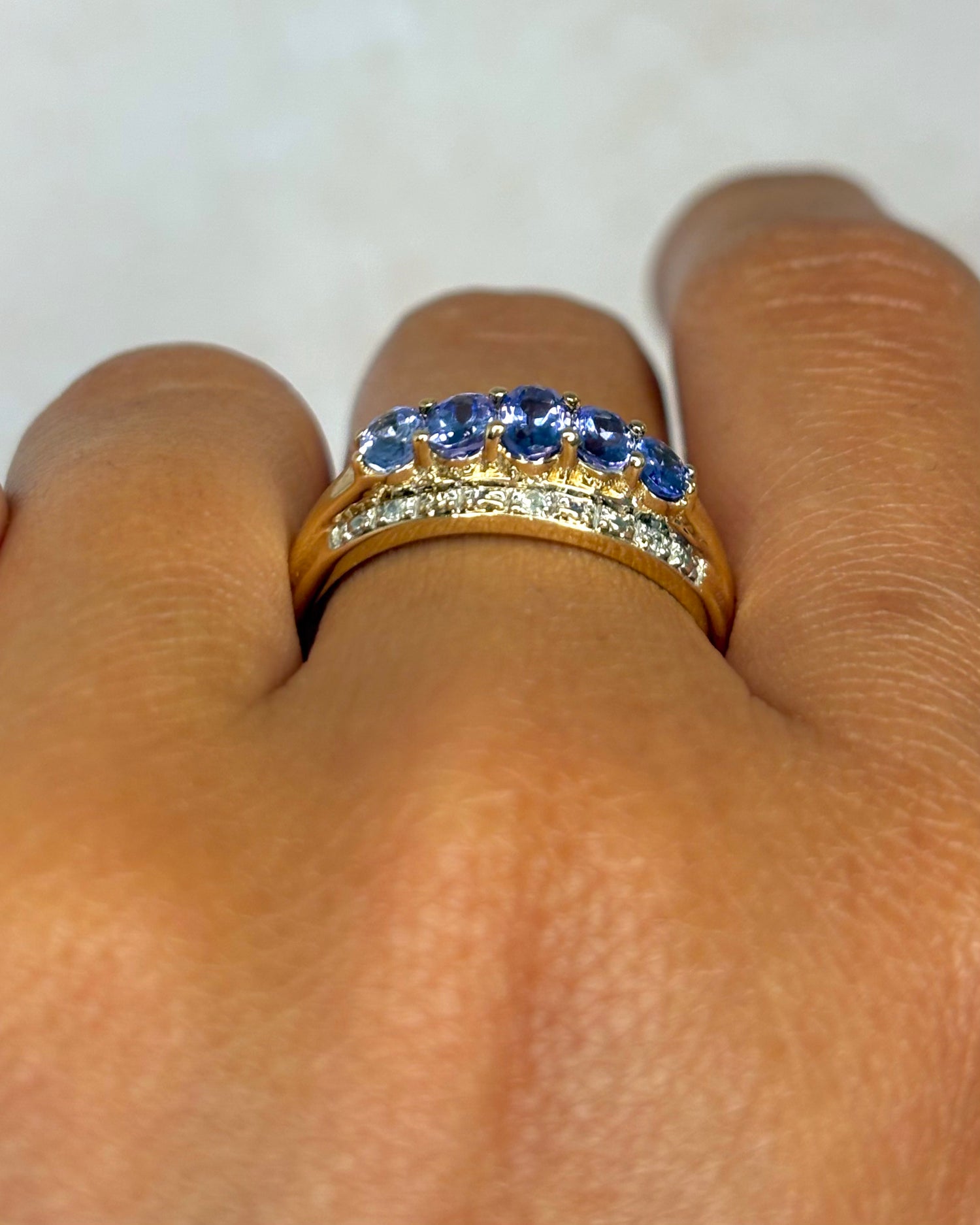 "Vivianne" 1 Carat Tanzanite and Diamond River Ring