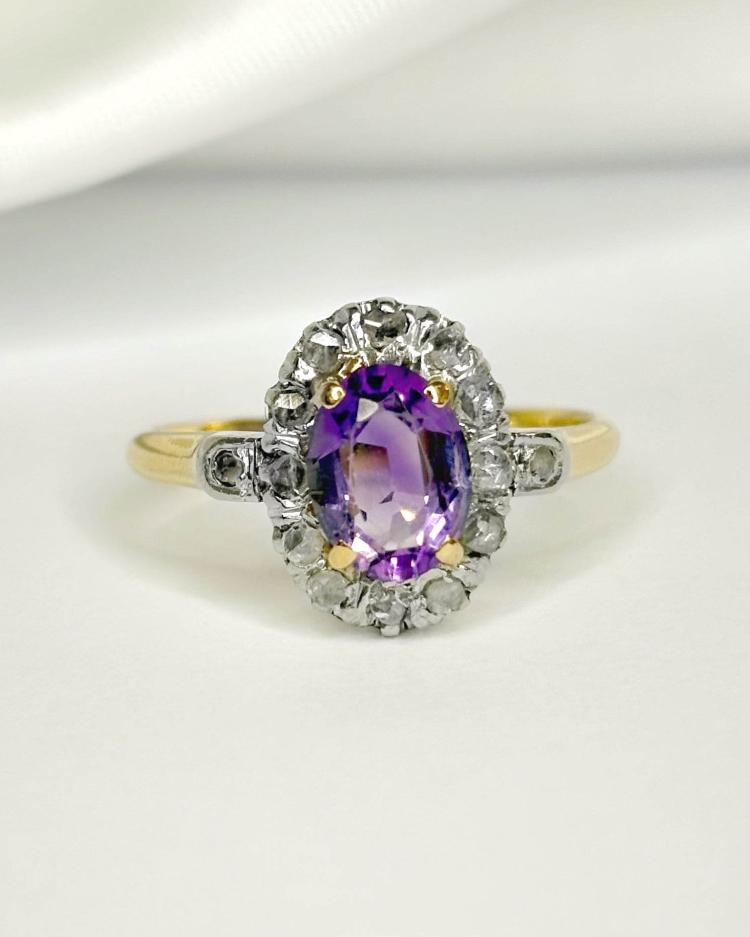 Bague Art-Déco Améthyste 1.10 carat &amp; Diamants "Eglantine"