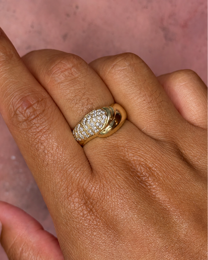Yellow Gold &amp; Diamond Bangle Ring 0.86 carat 5g "Shelby"