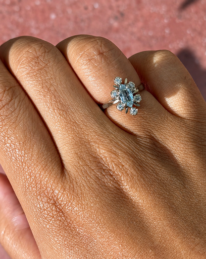 Bague Marquise Aigue-Marine &amp; Diamants "Mélania"