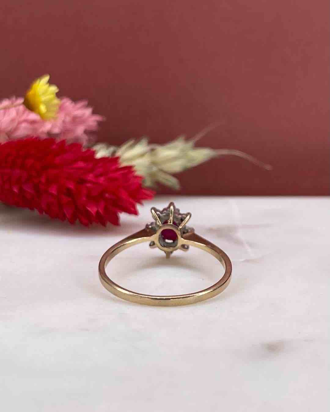 &quot;Kilia&quot; 0.50 carat Ruby &amp;amp; Diamond Daisy Ring