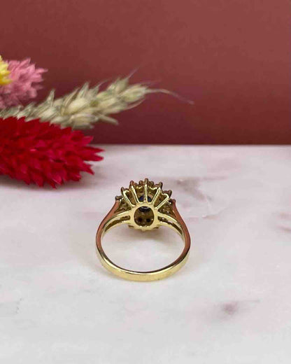 Bague Marguerite Saphir 1 carat &amp; 28 Diamants &quot;Bianca&quot;