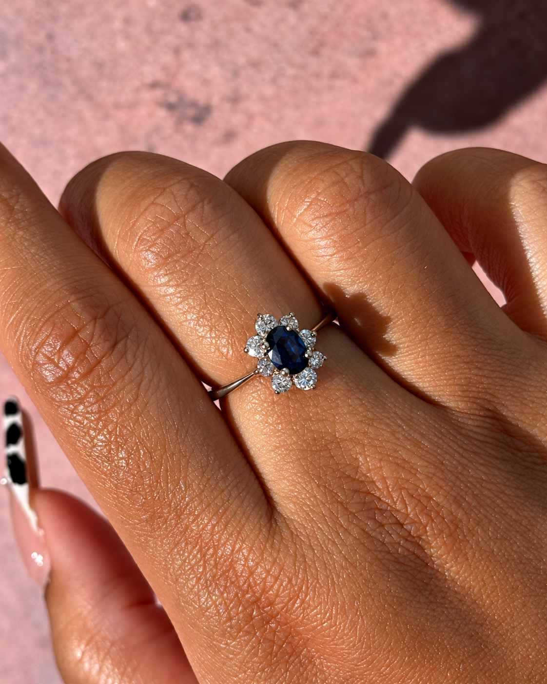Bague Marguerite Saphir 0.80 carat &amp; Diamants 0.46 carat 4.16g "Octavia"