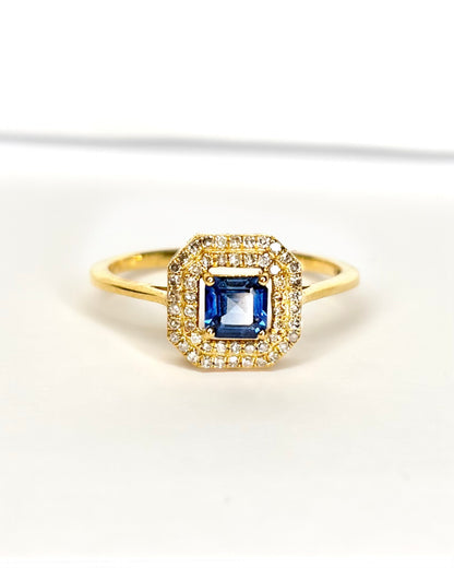 Bague Style Art Déco Saphir et Diamants "Sophia" - Lyon - Elliade Paris