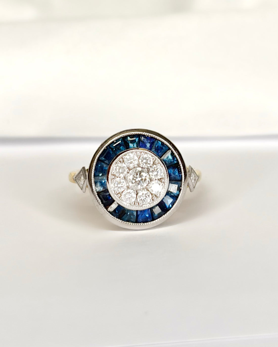 Art Deco Ring with 0.80 Carat Sapphires &amp; 0.36 Carat Diamonds "Zita"