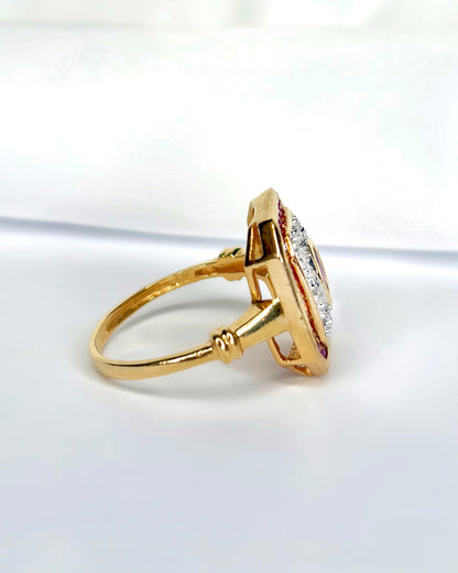 Bague art déco rubis et diamants "Céleste" - Lyon - Elliade Paris
