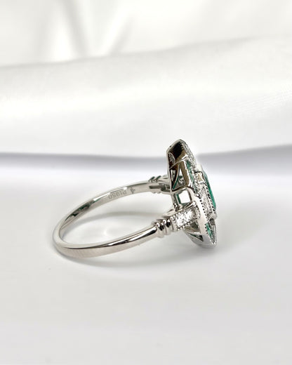 Bague style art déco emeraudes diamants "Rosie" - Elliade Paris