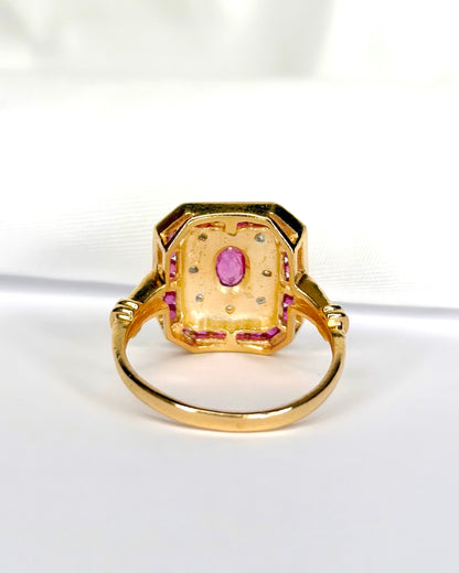 Bague art déco rubis et diamants "Céleste" - Lyon - Elliade Paris