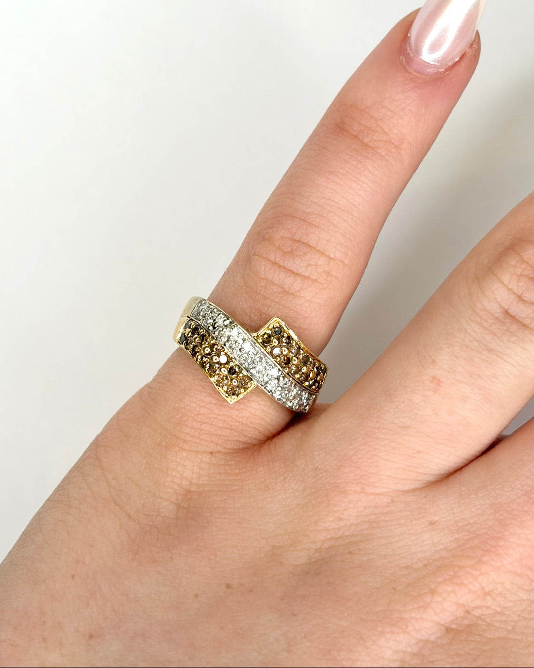 Bague Jonc 47 Diamants Cognac &amp; Incolor "Ruth" - Lyon - Elliade Paris