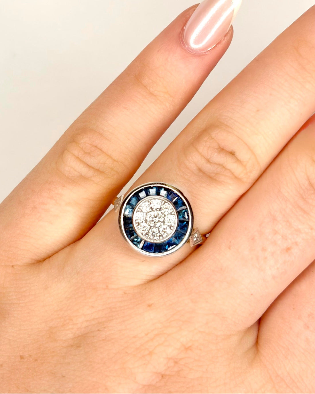 Art Deco Ring with 0.80 Carat Sapphires &amp; 0.36 Carat Diamonds "Zita"