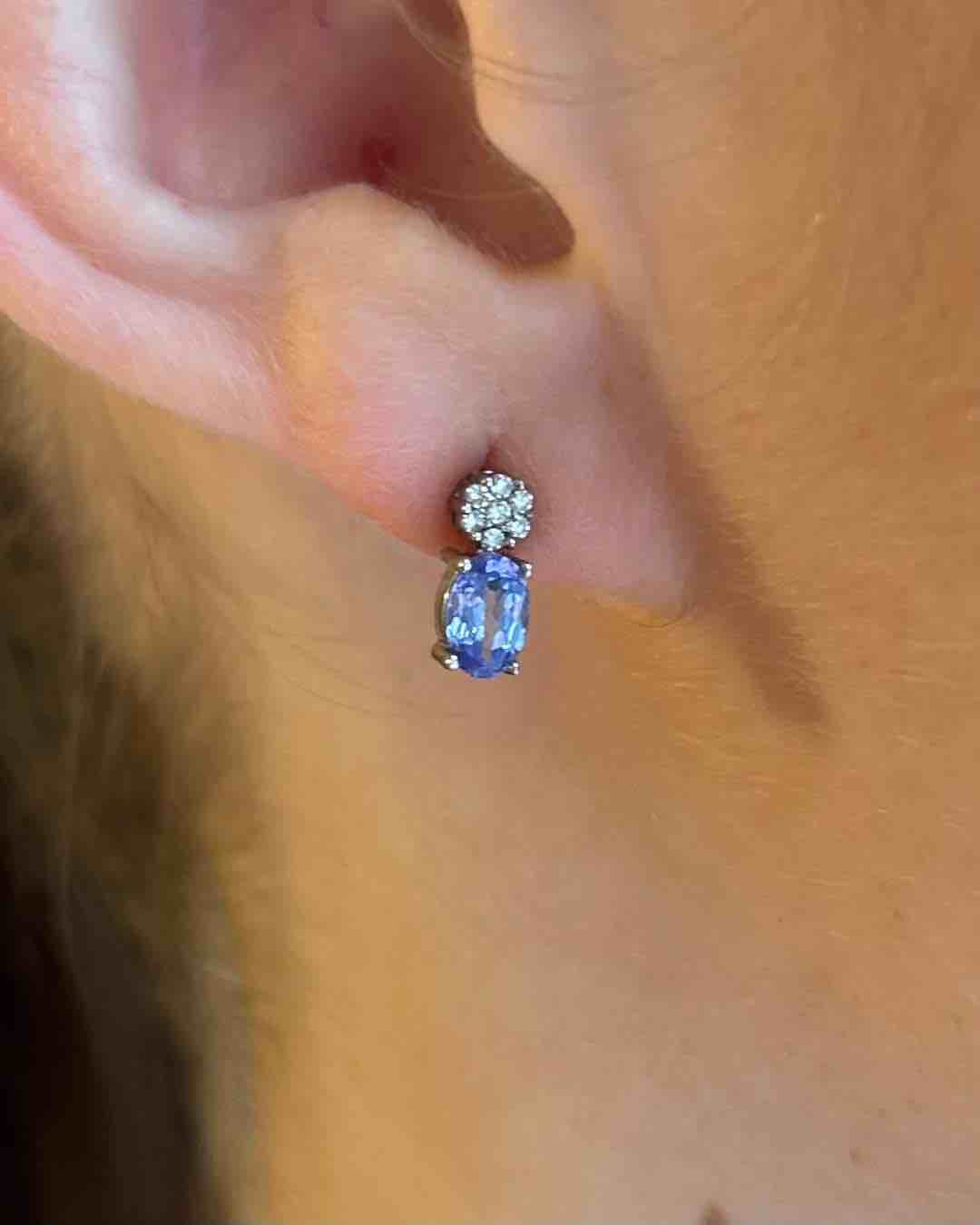 0.90 carat Tanzanite &amp;amp; Diamond &quot;Shadé&quot; Earrings