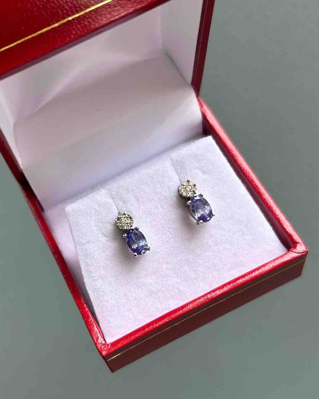 0.90 carat Tanzanite &amp;amp; Diamond &quot;Shadé&quot; Earrings
