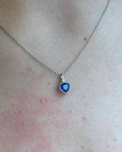 Pendentif Vintage Saphir 0.80 carat et Diamant &quot;Coeur Océan&quot;