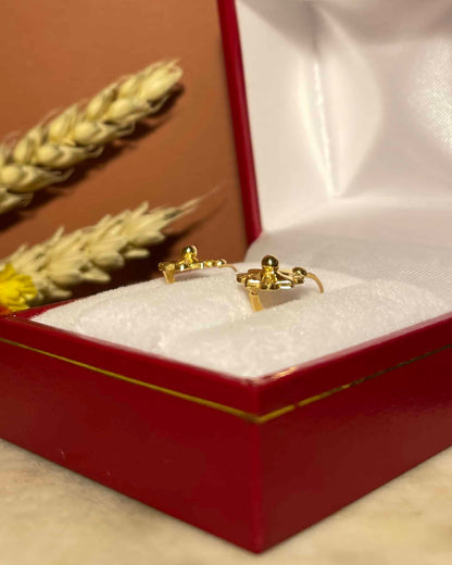 Dormeuses Vintage or jaune et vert 18 carats "Kinsley"