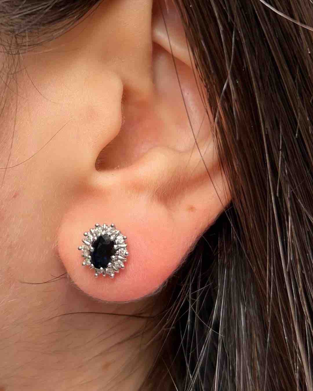Boucles Marguerite Saphir &amp; Diamants &quot;Elodie&quot;