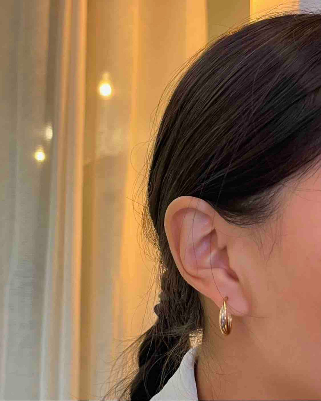 Pendientes vintage de tres aros dorados "Tonia"
