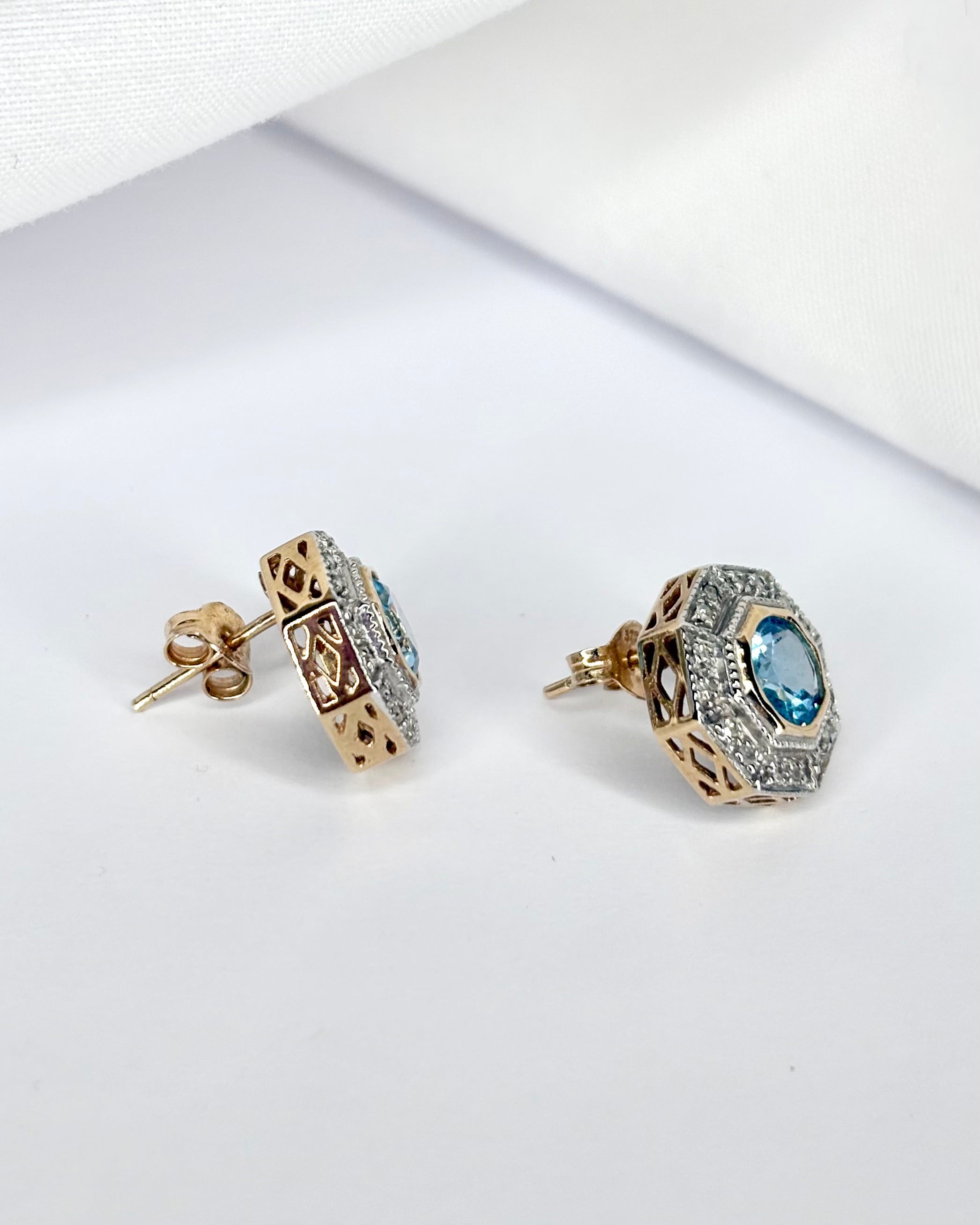 Pendientes de Topacios 2 quilates y 32 Diamantes "Antoinette"