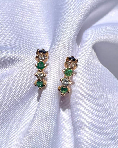 Demies Créoles émeraudes &amp; diamants &quot;Alma&quot;