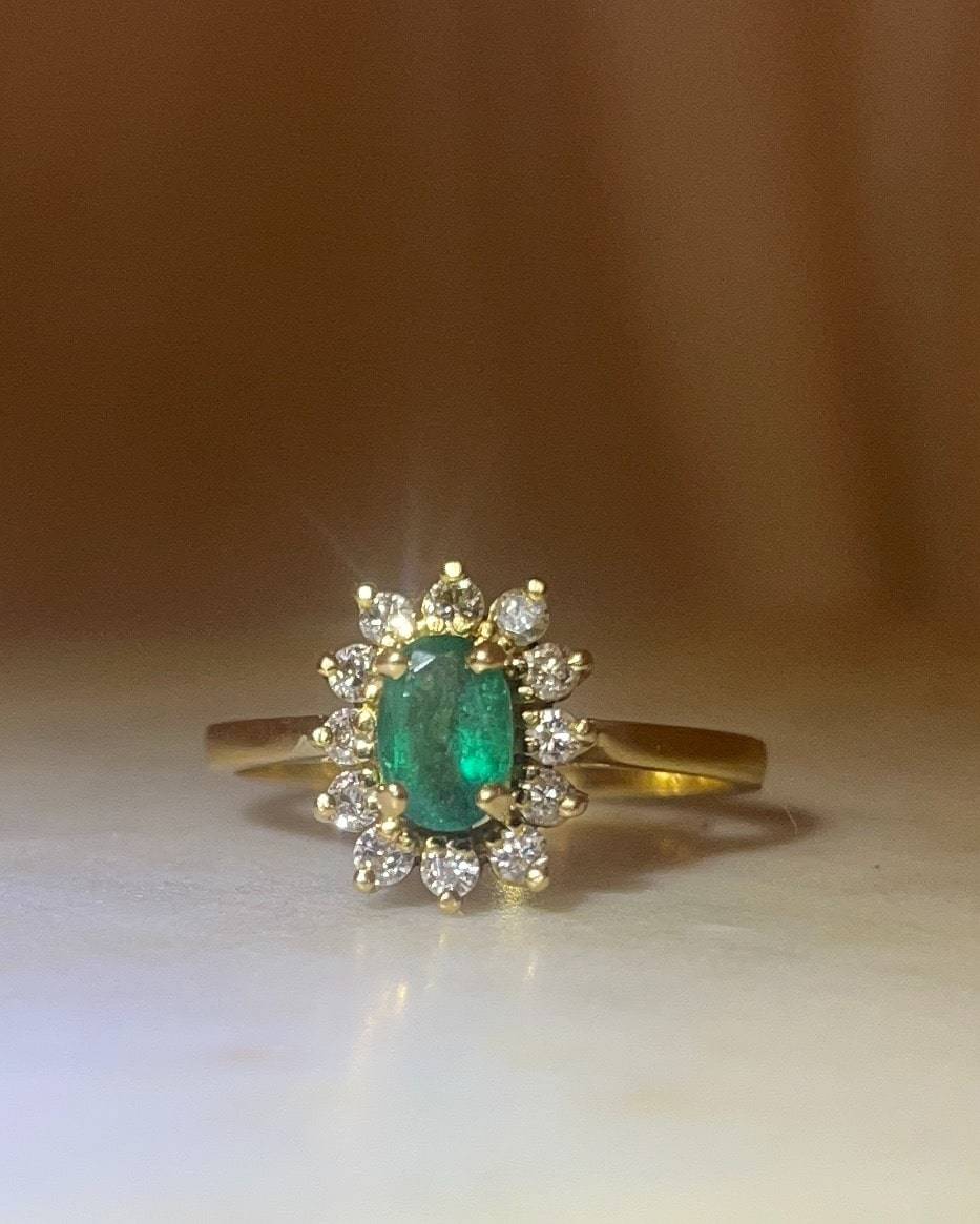 Bague Marguerite émeraude &amp; diamants &quot;Lisalie&quot;