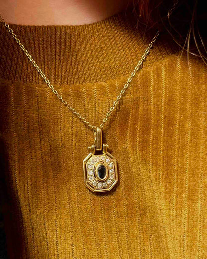 Pendentif Style Art-déco Saphir &amp; diamants &quot;Lison&quot;