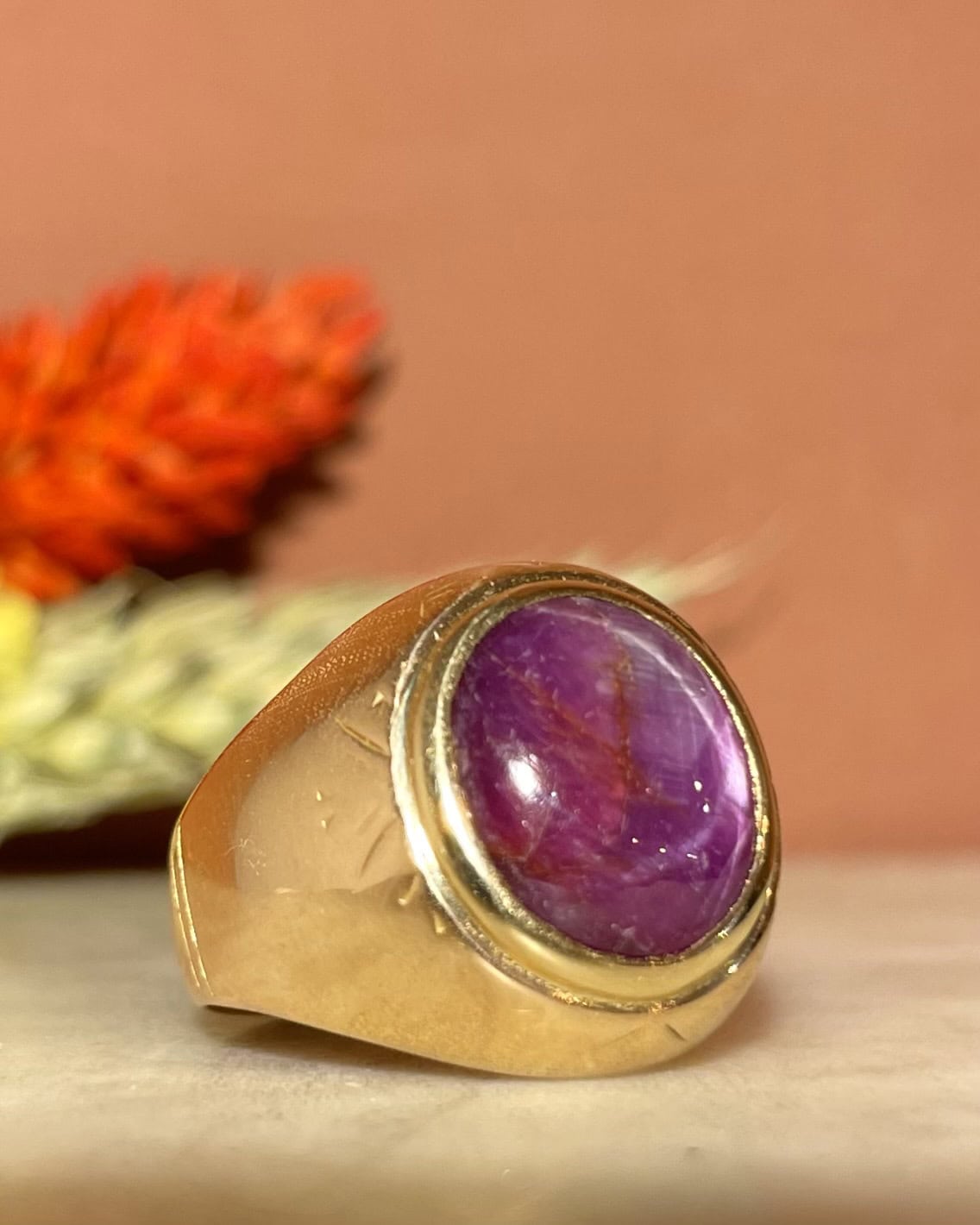 Chevalière Rubis Étoilé 5.50 Carats &quot;Emy&quot;