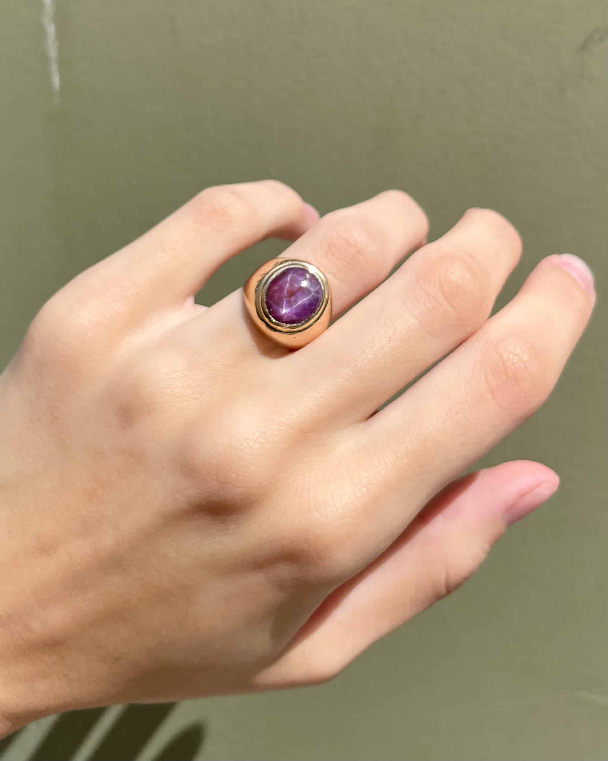Chevalière Rubis Étoilé 5.50 Carats &quot;Emy&quot;