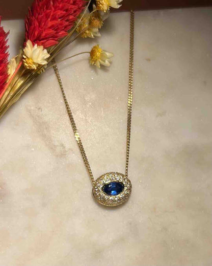 Collier Vintage Saphir Azur &amp; Diamants &quot;Maéva&quot;