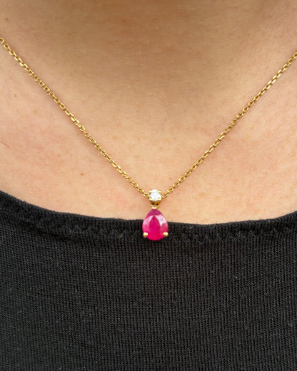 Collier Rubis poire 0.50 carat &amp; Diamant &quot;Margaux&quot;