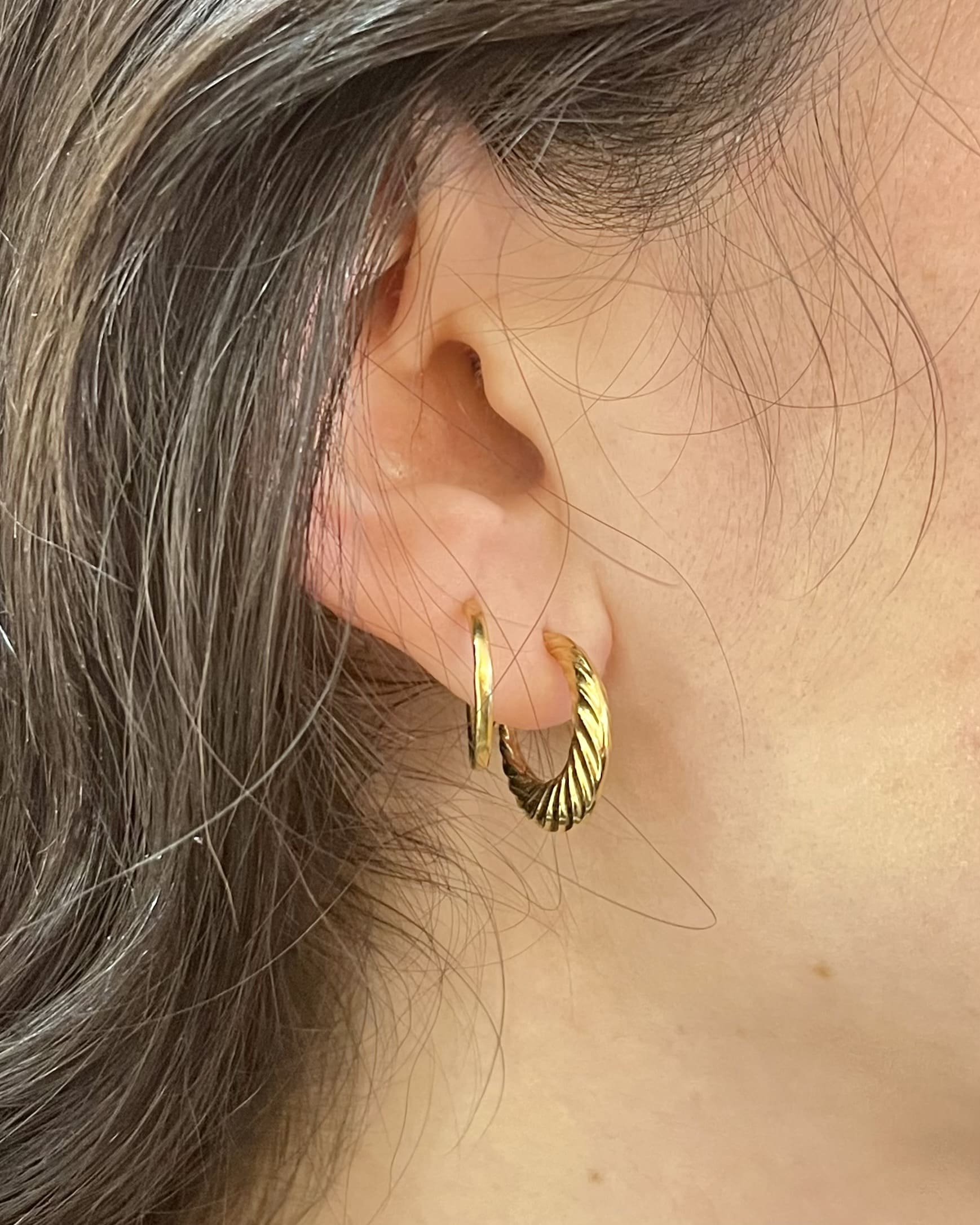 &quot;Helya&quot; Gold Twisted Hoop Earrings