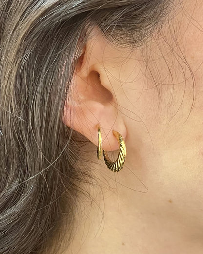 &quot;Helya&quot; Gold Twisted Hoop Earrings