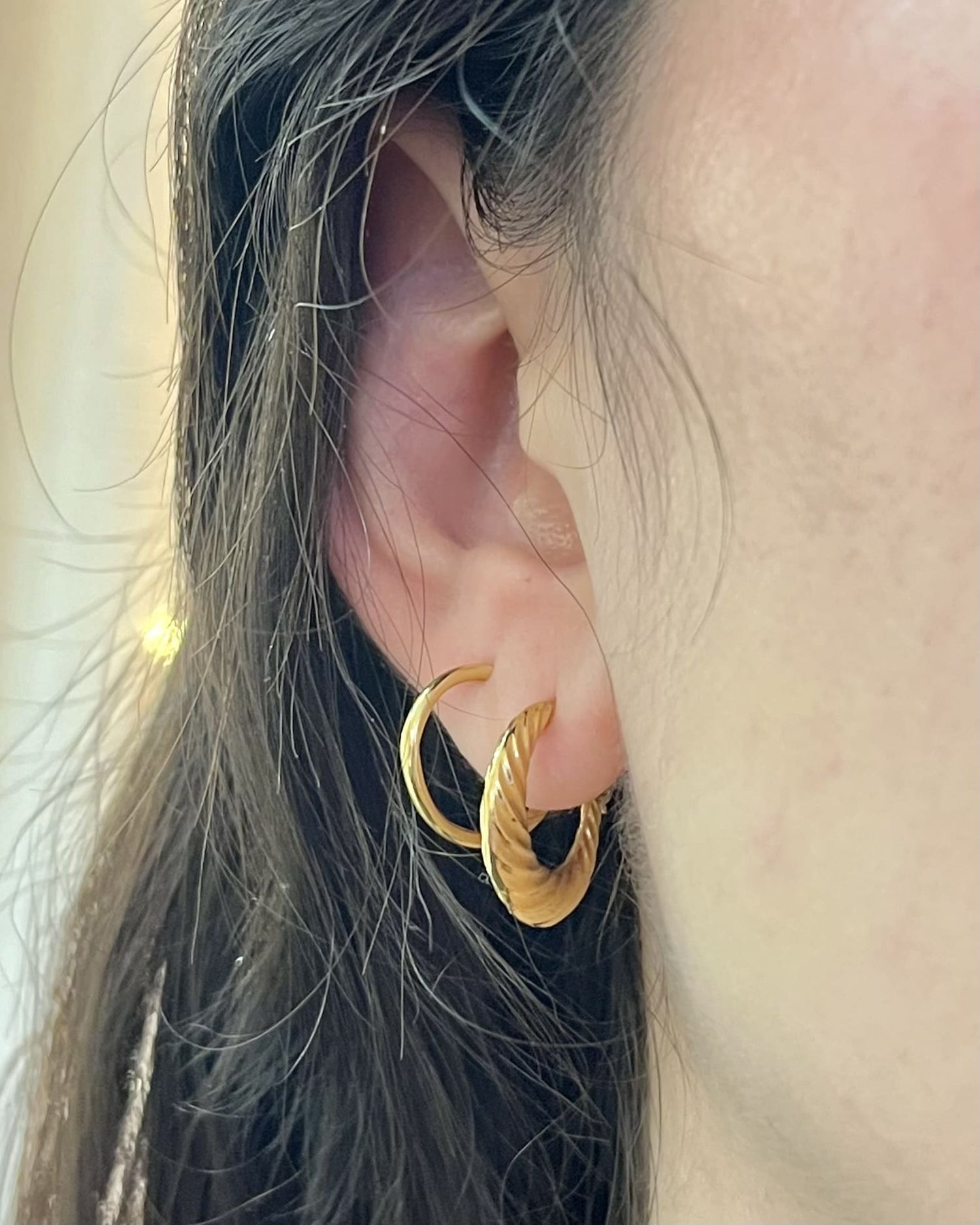 &quot;Helya&quot; Gold Twisted Hoop Earrings