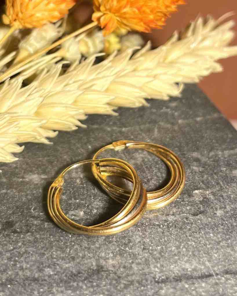 Créoles Trois Ors vintage &quot;Tonia&quot;